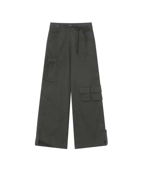 Shirring pocket wide pants CHARCOAL