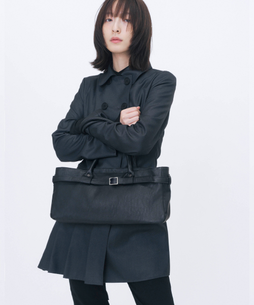 Classic belted shoulder bag BLACK