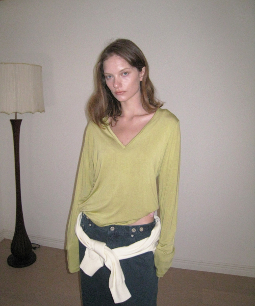 Fawn deep v-neck tee - Olive