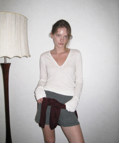 Fawn deep v-neck tee - Ivory