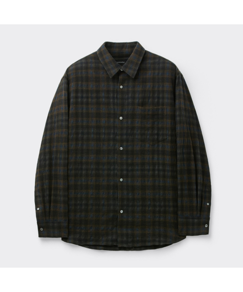브라운 울 코튼 체크 셔츠 CWSAA26552BRD