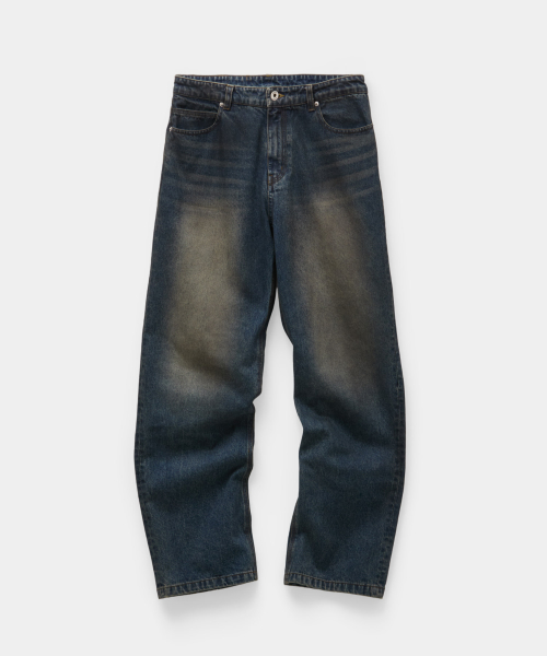 Straight Cut Dirty Wash Indigo Jeans (Washed Indigo)