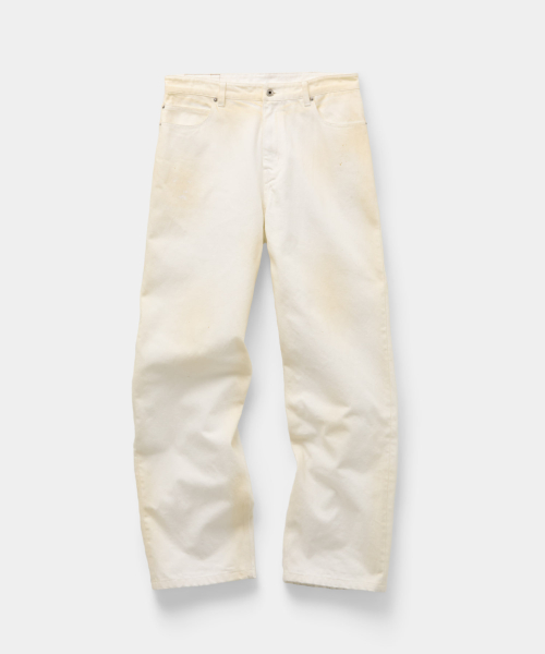Straight-Cut Dirty Vintage Wash Jeans (Vintage White)