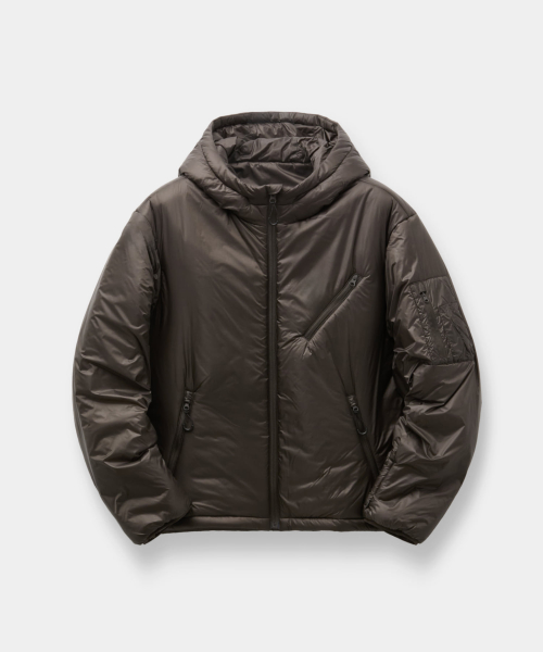 Lightweight Shell Padded Hooded Jumper (Dark Brown)