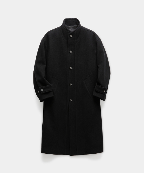 Virgin Wool High Neck Coat (Black)