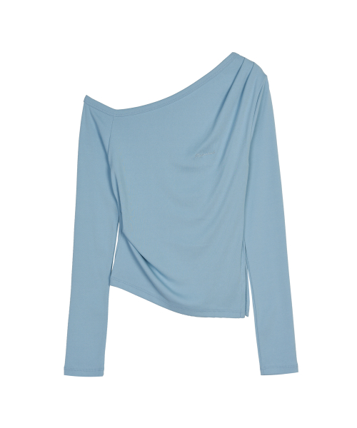 DIAGONAL OFF SHOULDER TOP_BLUE