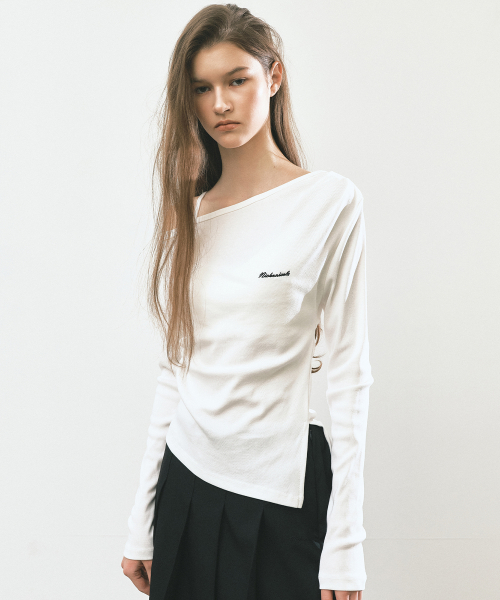 DIAGONAL OFF SHOULDER TOP_IVORY