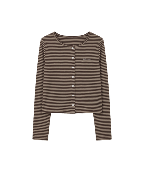 마고 스트라이프 가디건_베이지 & 브라운 Margo Stripe Cardigan_Beige & Brown