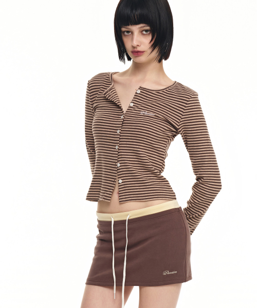 마고 스트라이프 가디건_베이지 & 브라운 Margo Stripe Cardigan_Beige & Brown