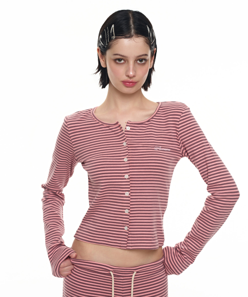 마고 스트라이프 가디건_핑크 & 퍼플 Margo Stripe Cardigan_Pink & Purple