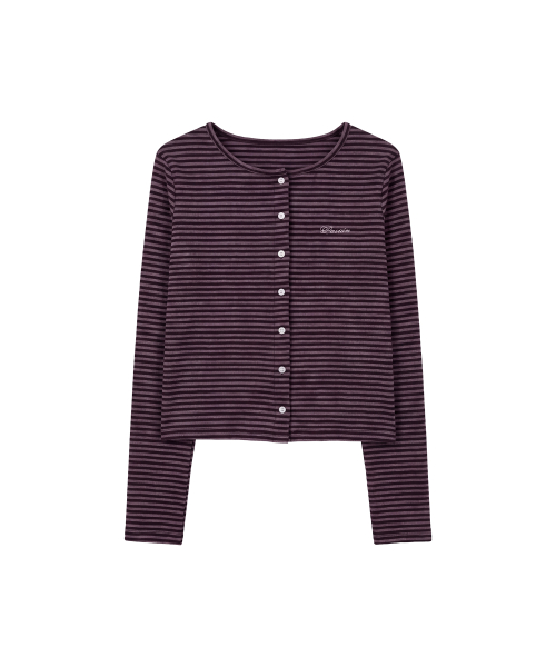 마고 스트라이프 가디건_퍼플 & 블랙 Margo Stripe Cardigan_Purple & Black
