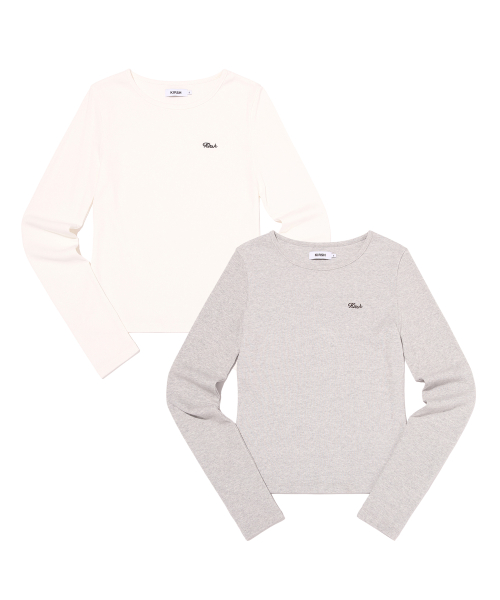 LOGO SLIM FIT LONG SLEEVE 2PACK(OATMEAL/ORANGE)