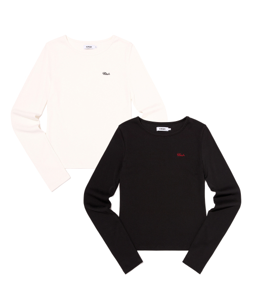 LOGO SLIM FIT LONG SLEEVE 2PACK(BLACK/WHITE)