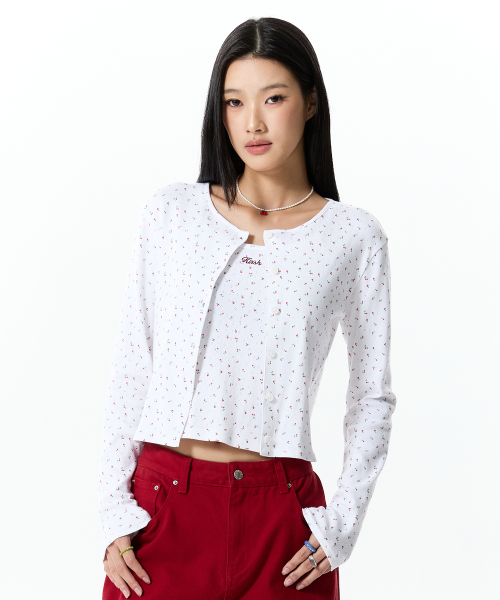 POINTELLE CARDIGAN & SLEEVELESS SET(WHITE)