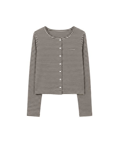 마고 스트라이프 가디건_아이보리 & 블랙 Margo Stripe Cardigan_Ivory & Black