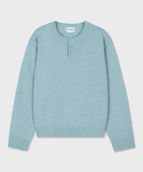 Unisex Oversized Button Henley-Neck Knit Mint