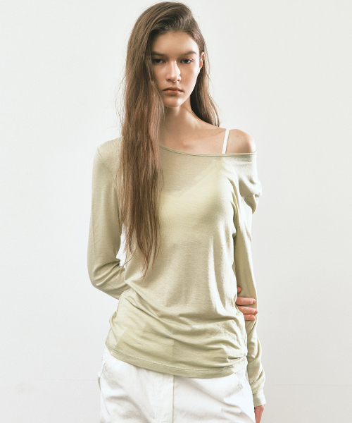 SHEER ROUND LONG SLEEVE TOP_MINT