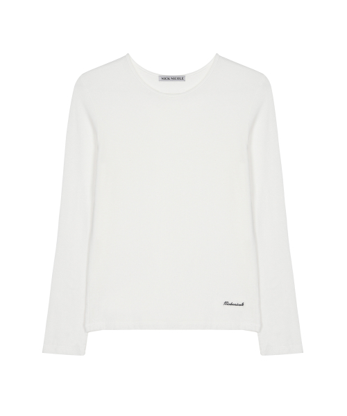 SHEER ROUND LONG SLEEVE TOP_IVORY