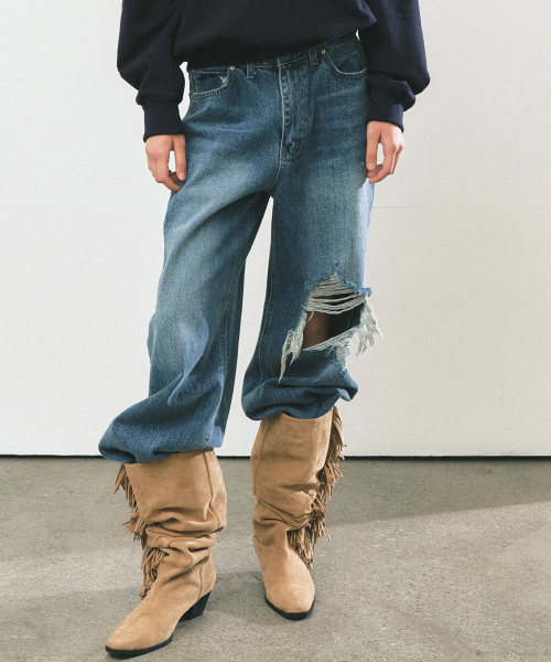 VINTAGE WASHED WIDE DENIM PANTS_BLUE