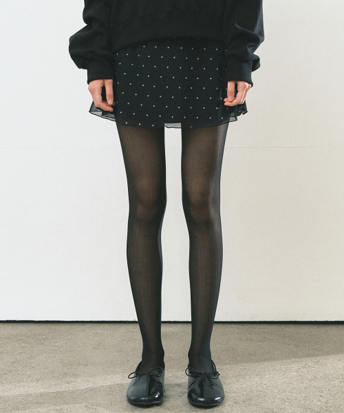 DOT MESH MINI SKIRT_BLACK