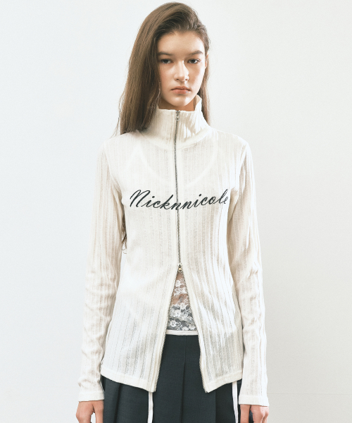 NICOLE HIGH NECK ZIP-UP TOP_IVORY