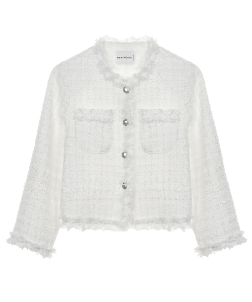 FRINGED TWEED JACKET_IVORY