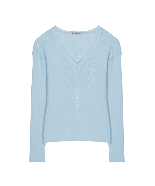 RIBBED V NECK CARDIGAN_SORA