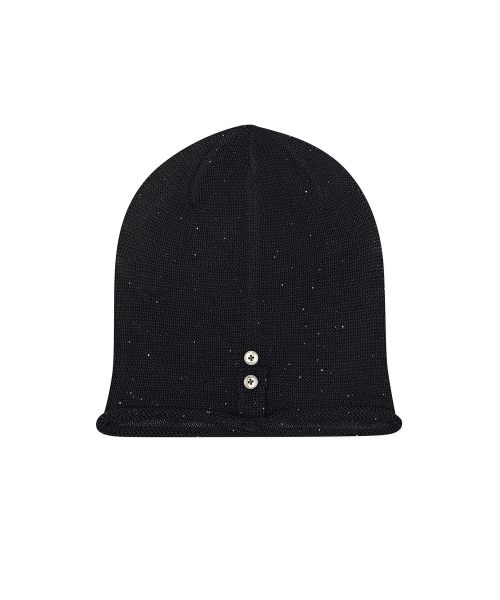 Sequin Roll-Up Beanie (black)