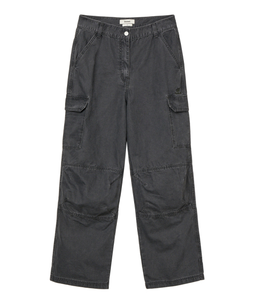 VINTAGE WASHED CARGO PANTS IN CHARCOAL