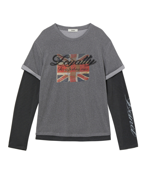 LAYERED VINTAGE LONG SLEEVE IN CHARCOAL