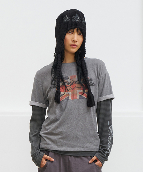 LAYERED VINTAGE LONG SLEEVE IN CHARCOAL