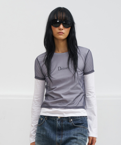 SEE-THROUGH LAYERED LONG SLEEVE IN GREY