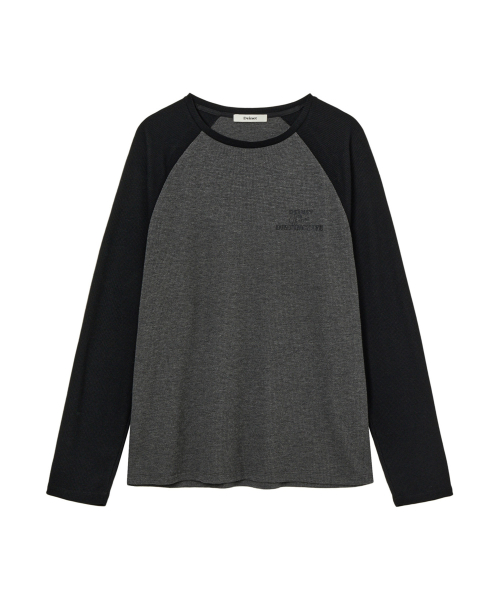 WAFFLE RAGLAN LONG SLEEVE IN CHARCOAL