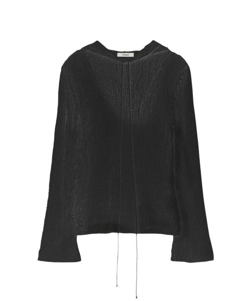 LOOSE MESH KNIT HOODIE IN BLACK