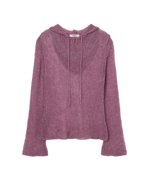 LOOSE MESH KNIT HOODIE IN PURPLE
