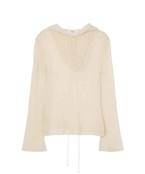 LOOSE MESH KNIT HOODIE IN IVORY