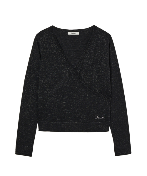 V-NECK METAL KNIT IN BLACK