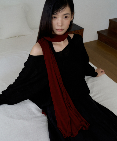 Deep Wool Wide Scarf (wine)