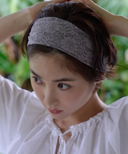 flower lace hair band - grey