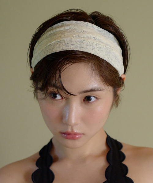 flower lace hair band - ivory