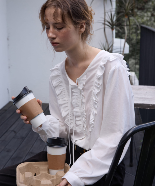 Vintage Ruffle Blouse White