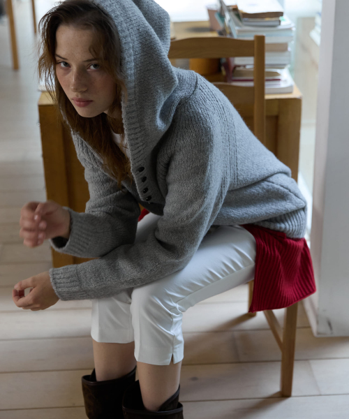 Cloud Alpaca Hoodie Knit Gray