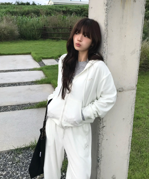 Soft Essential Hooded Zip-Up Ivory MDTS104IVORY