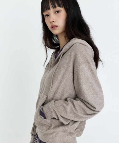 Soft ESSENTIALS Hood Zip Up Light Brown MDTS104LBROWN