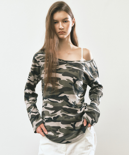 CAMO OFF SHOULDER TOP_BEIGE