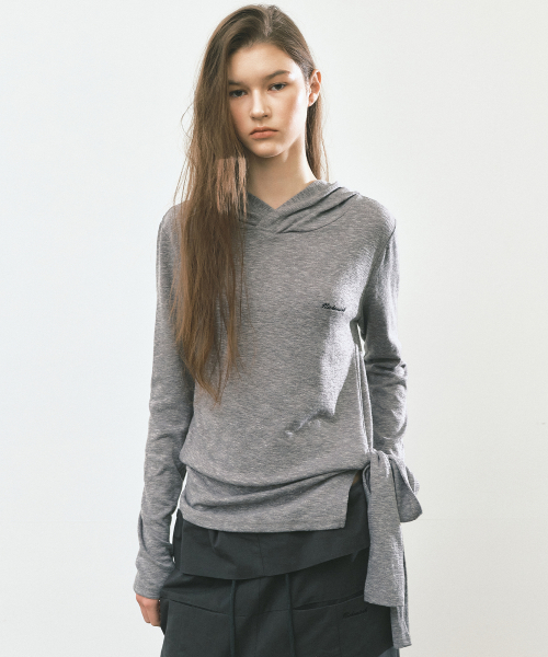 STRAP HOOD LONG SLEEVE TOP_CHARCOAL