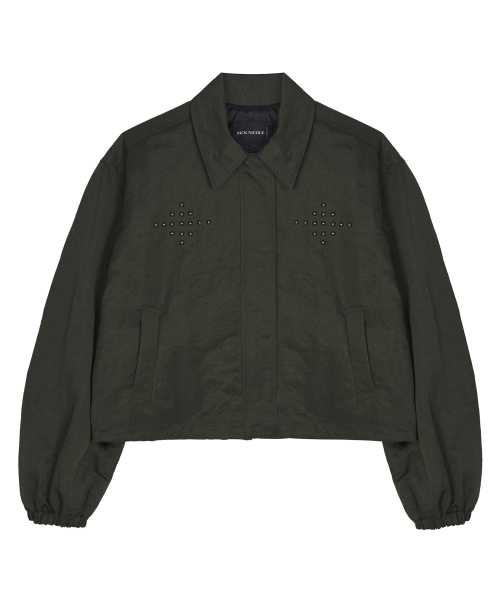 STUD WINDBREAKER JACKET_KHAKI