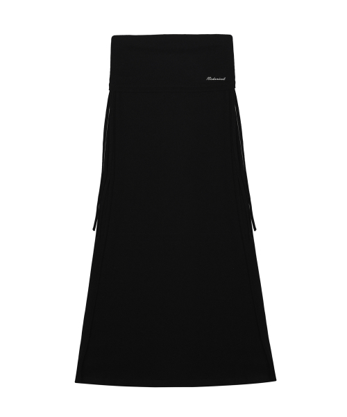 FOLD OVER LONG SKIRT_BLACK