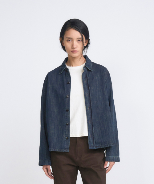 Mid Crop Denim Shirt-VN25W009