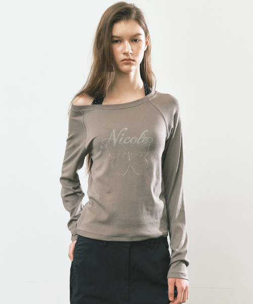NICOLE BUTTERFLY RAGLAN TOP_BROWN